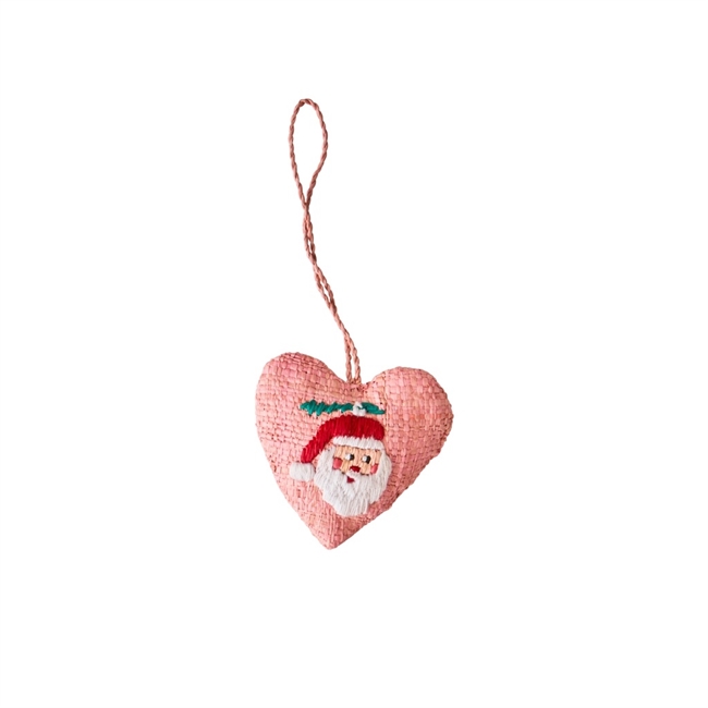 Julepynt - Rosa hjerte med julemand